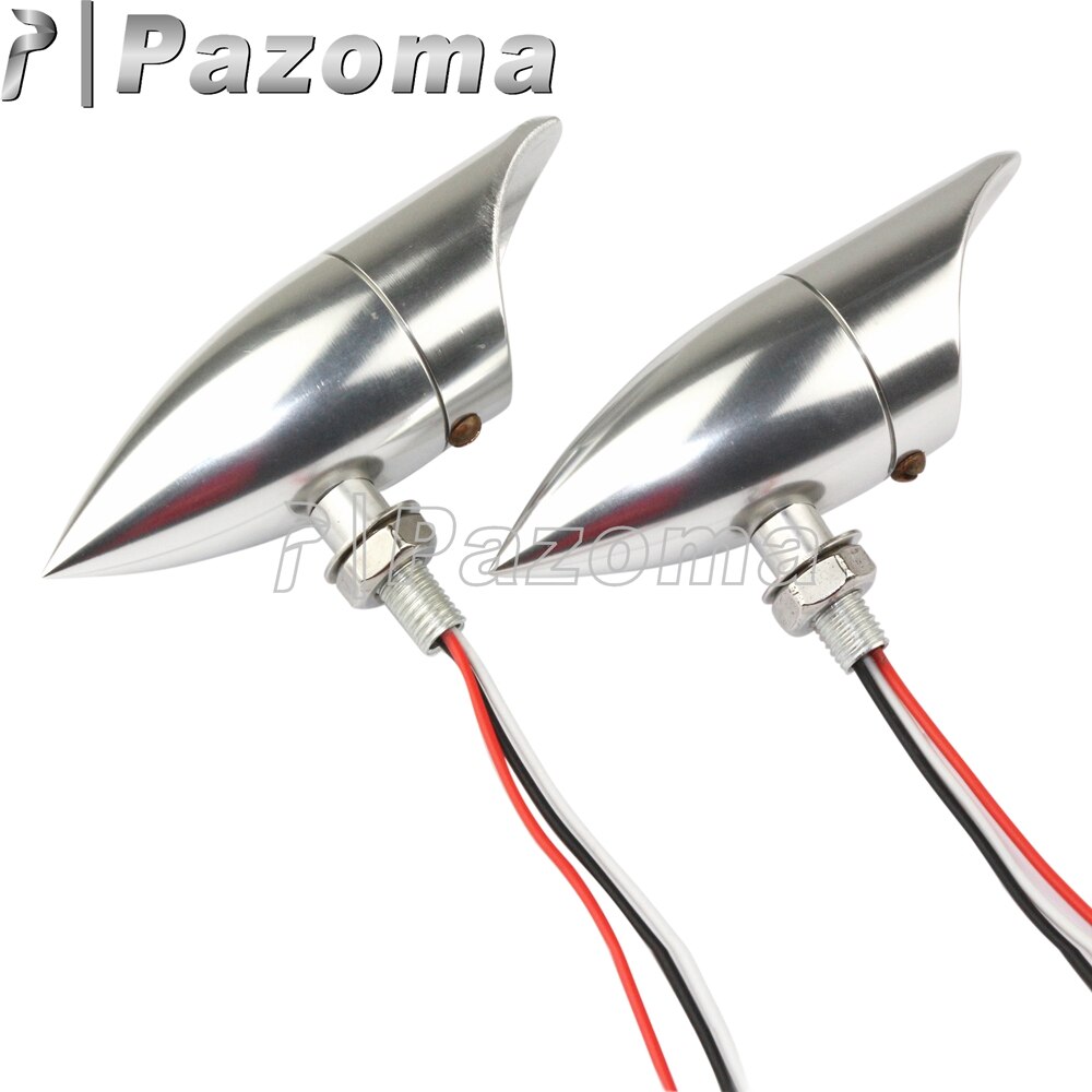 Luz LED de señal de giro para motocicleta, luces intermitentes plateadas de aluminio ámbar para Harley, Chopper, Cafe Racer