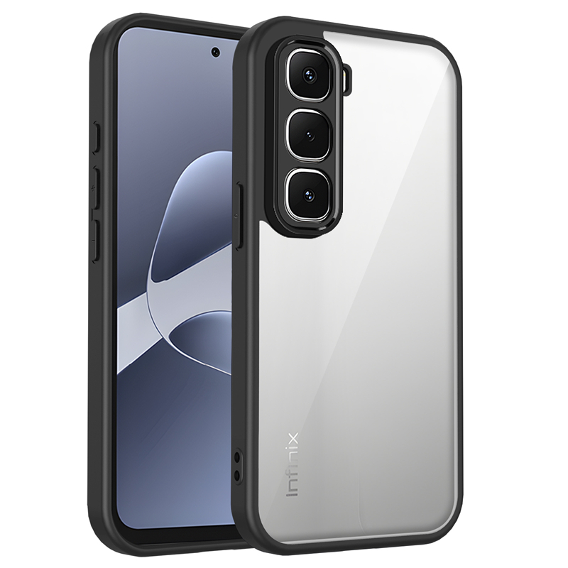 Funda de silicona transparente para Infinix 60 Pro Plus 60i Hot60 Hot60i PC trasera TPU parachoques a prueba de golpes fundas de teléfono transparentes: Negro / Infinix caliente 60 Pro