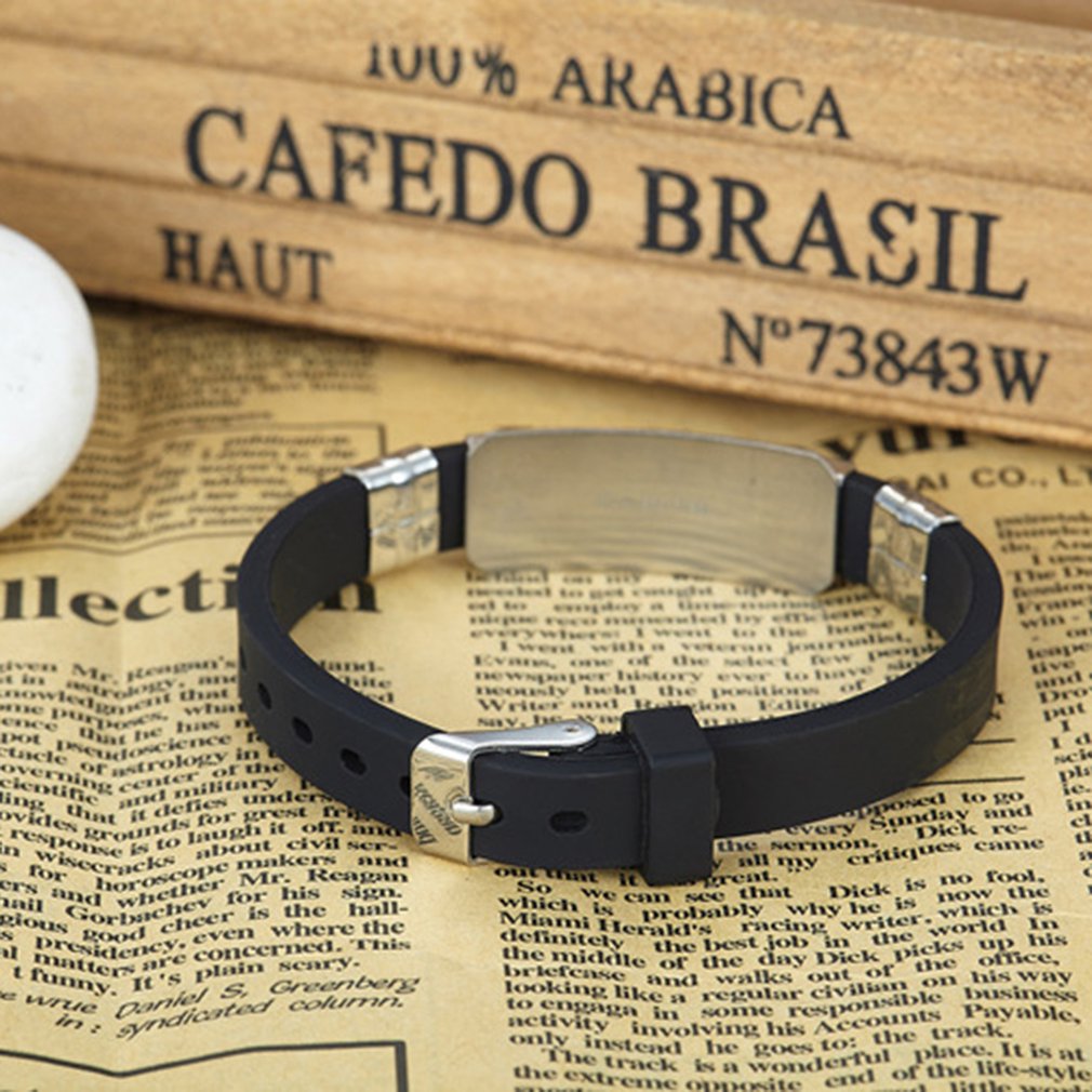 Stainless Steel Hand Chain Jewelry Men Boys Silicone Black Trendcy Shape Classic Bangle Bracelet Trendcy