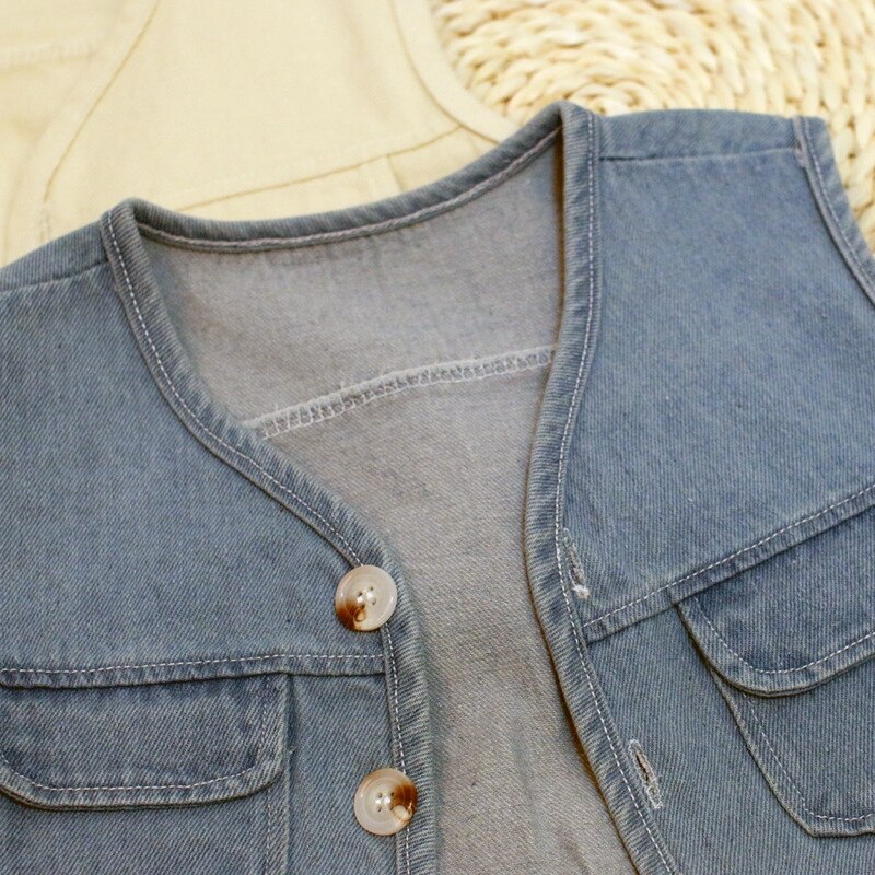 Kinderkleding Baby Denim Dragen Kinderen Mouwloos Vest Baby-En Najaar Vest Season