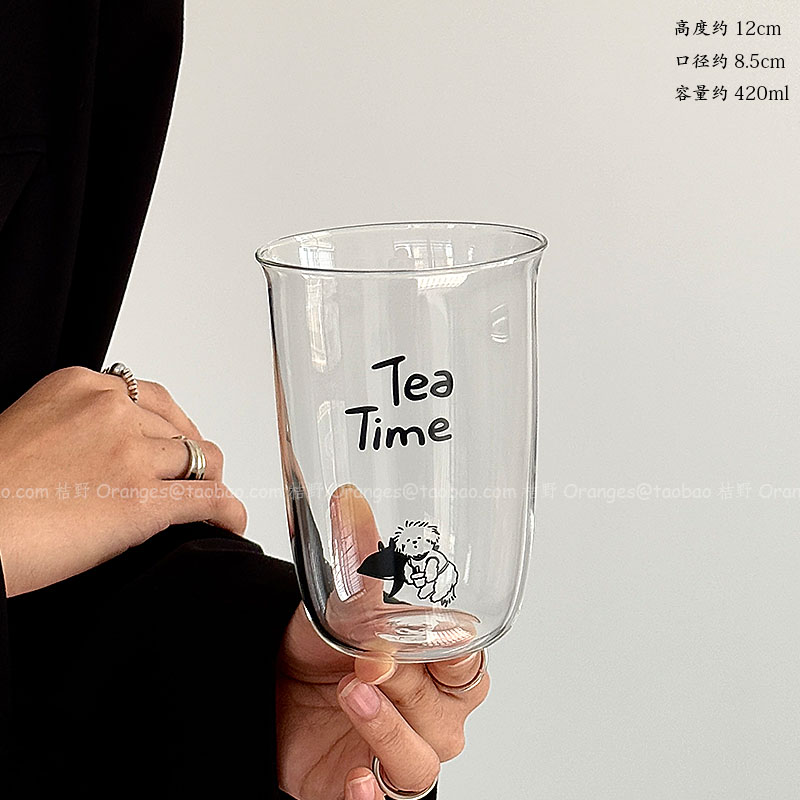 420 ml kaffebarer højtemperaturbestandig gennemsigtig glas enkel vandkop iste latte kaffedrik kold drik: Hvid