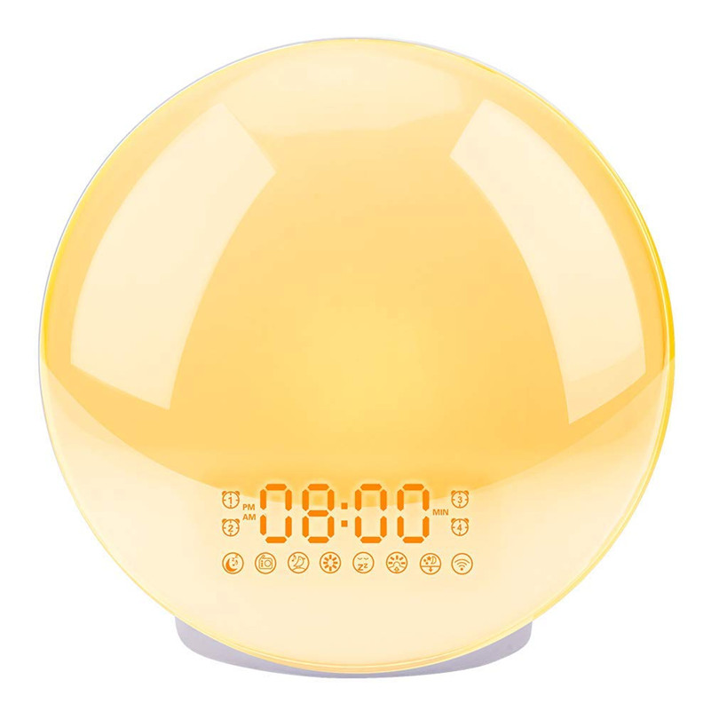 Despertador Digital colorido ajustable, con luz de despertador, reloj de noche natural, luz de Amanecer y sonidos naturales, Radios FM