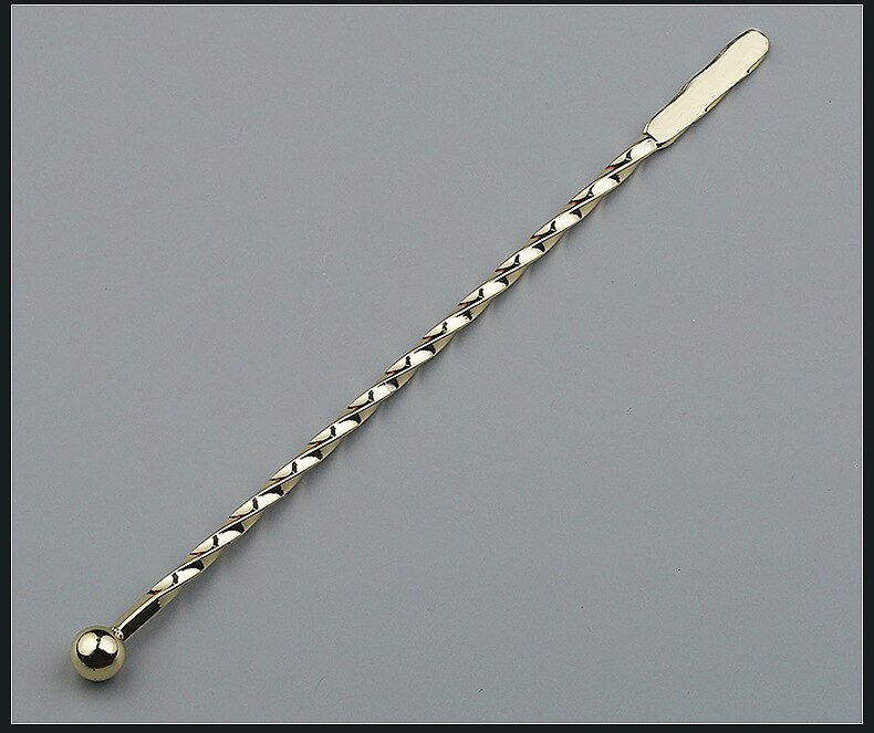Swizzle Stick Cocktail Picks Whisk Muddler Stirring Ice Spoon Rod Mixing Tea Coffee Long Handle Bar Tool Bartender Drink Mixer: 30CM ROD GOLD