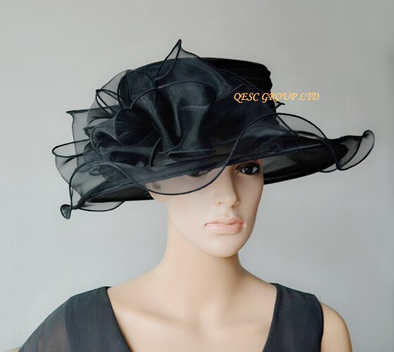 White black organza hats church hat Formal dress for wedding women's hat races.