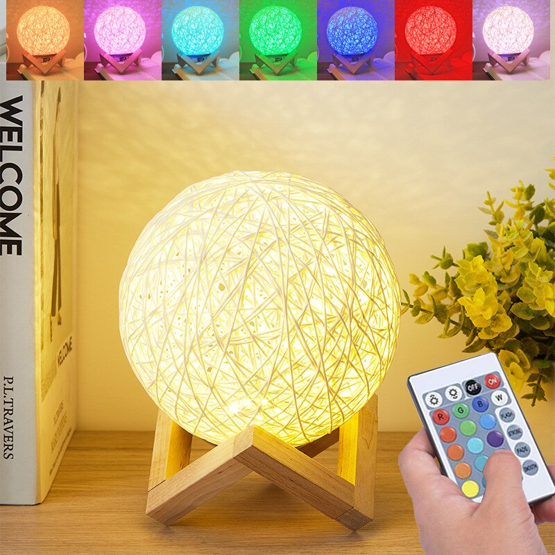 Rotan Bal Lamp Led Nachtlampje Lamp Lichten Usb Wire Led Light Home Decoration Multicolor Licht