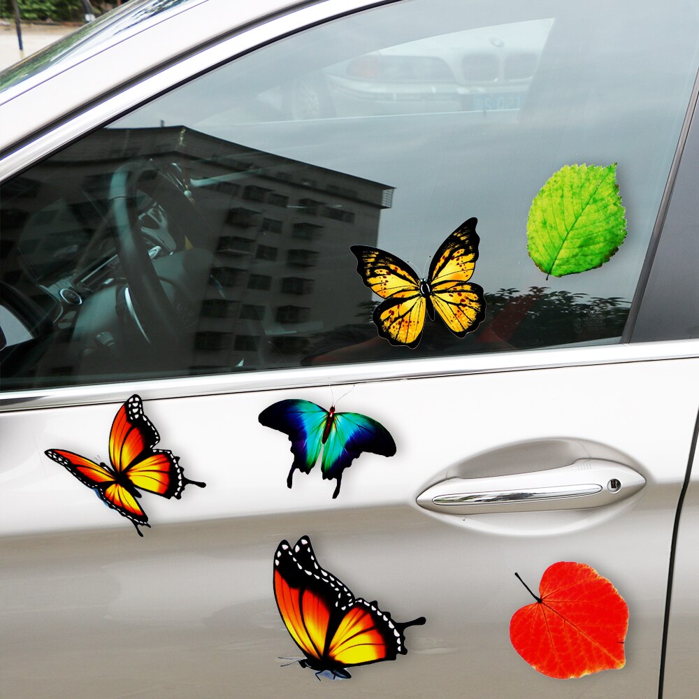 Cartoon Reflective Lovely Butterfly Leaves Car Stickers Funny Auto Decals Car-Styling Sticker Motorcycle Car Decal Scratch Cover