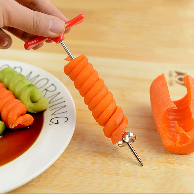 1 Uds cortador de frutas vegetales Scroll Manual de acero inoxidable rodante espiral zanahoria torsión cuchillo Screwer accesorios de cocina Gadget