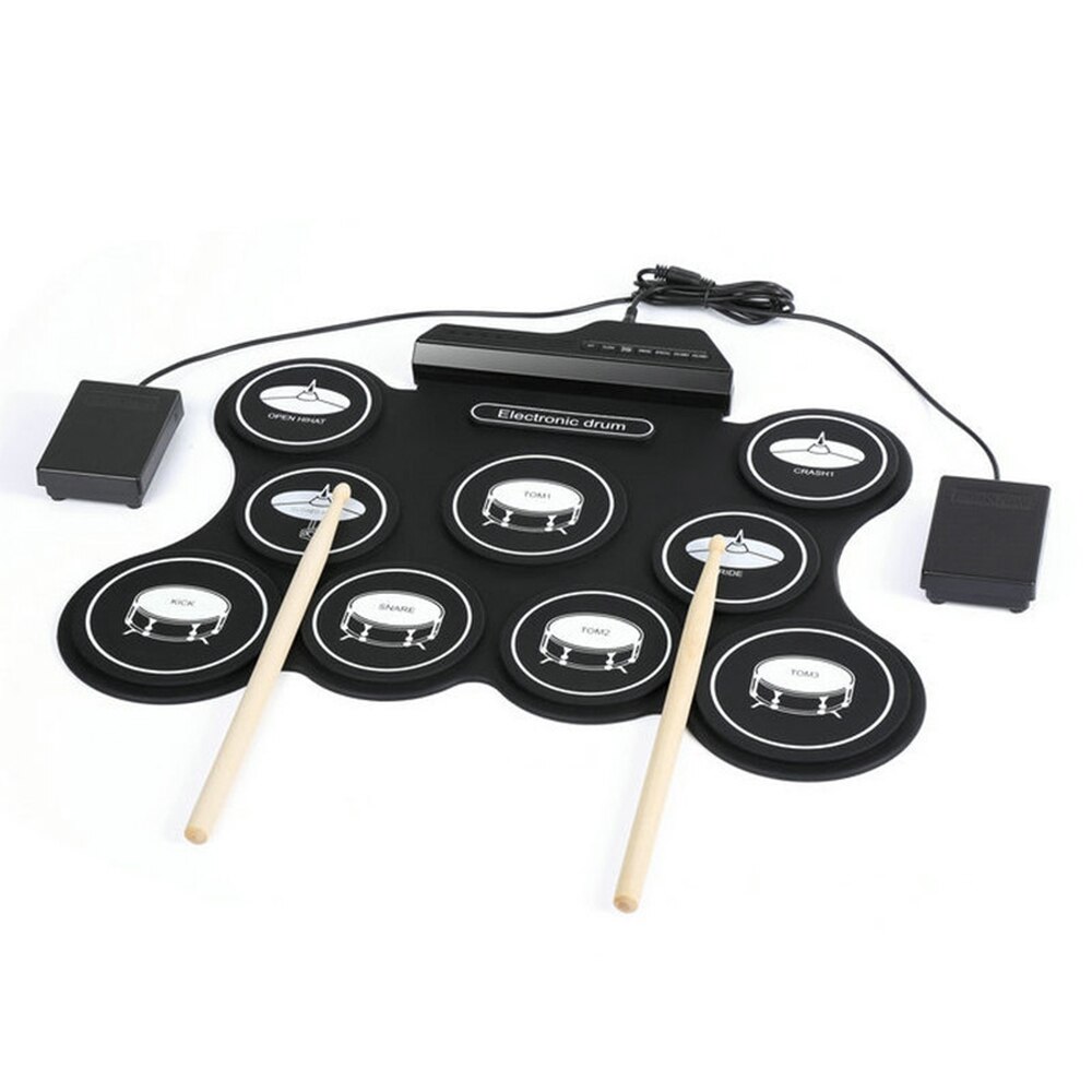 Portable Digital USB 7/9 Pads Roll Up Drum Electronic Drum Set Silicone Electric Drum Pad Kit With DrumSticks Foot Pedal