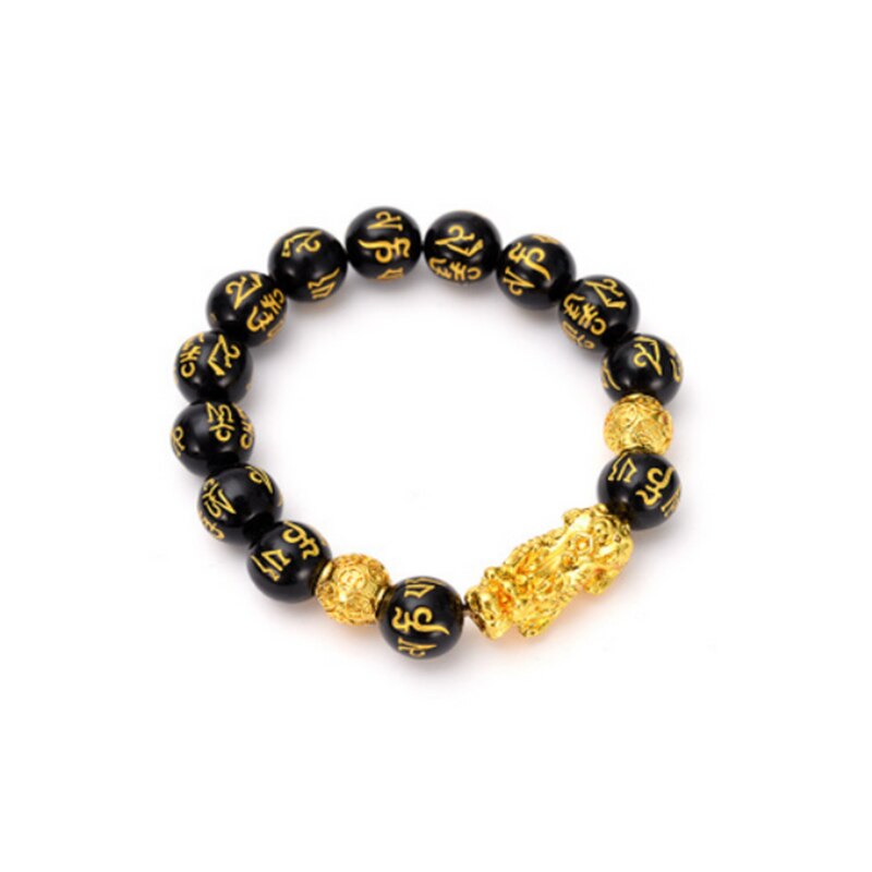 Feng shui sort obsidian armbånd tiltrækker rigdom held og lykke smykker: Lysegul farve