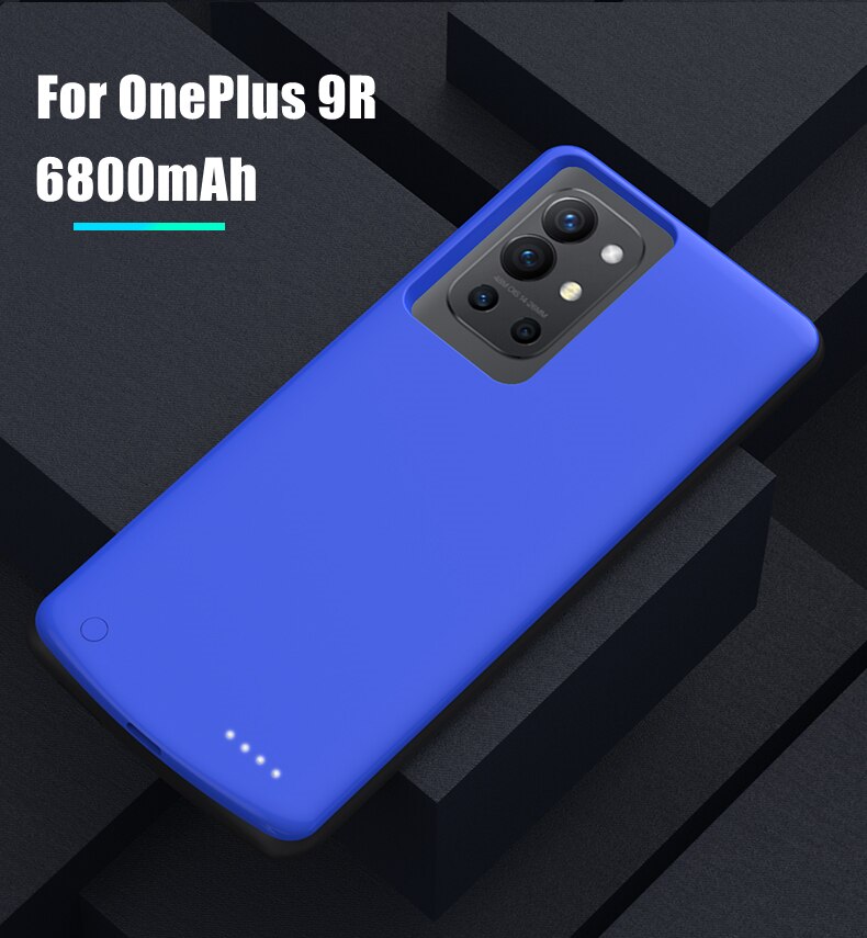 Battery Charger Cases For OnePlus 9 9 Pro Power Bank Case 6800mAh External Charging Battery Case For Oneplus 9R Powerbank Cover: 9R Blue