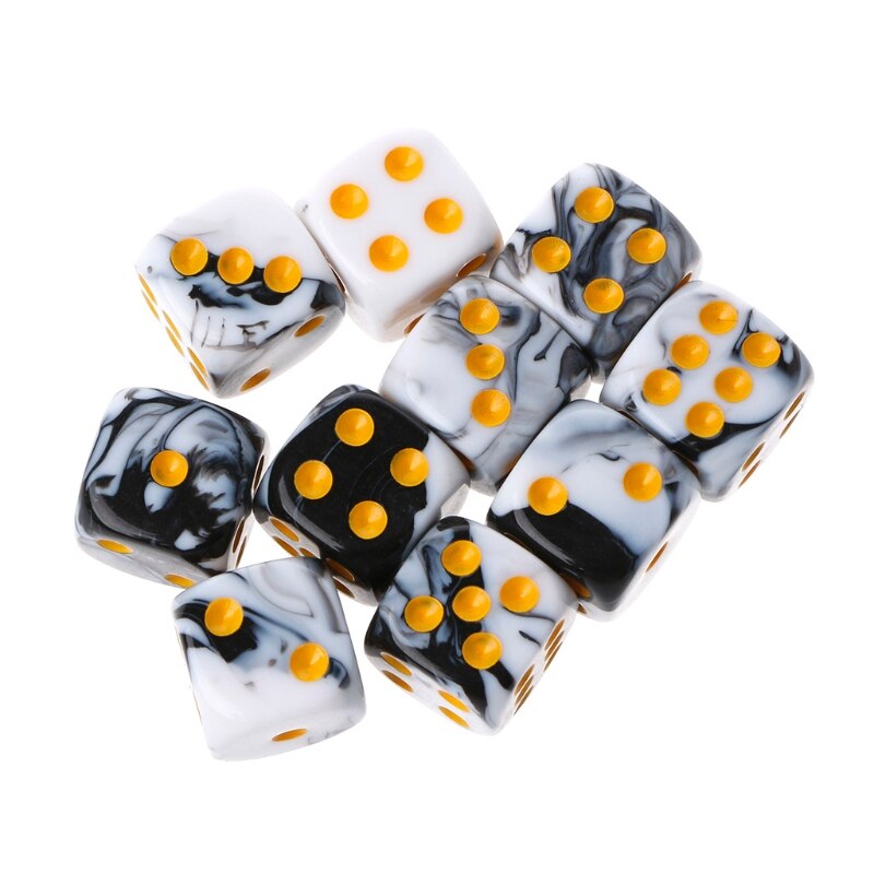Tavolo da gioco portatile ad angolo tondo con cubo trasparente da 12mm a sei facce da 10 pezzi