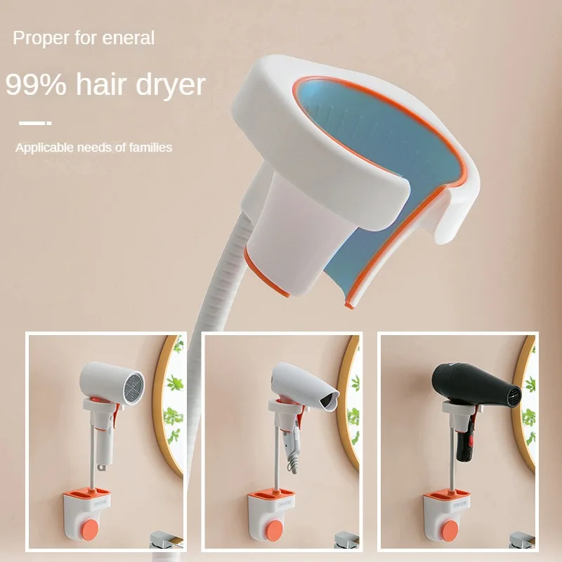 Handenvrij Staand Föhn Houder 360 Graden Rotatie Badkamer Planken Opbergrek Universeel Voor Haardroger Standaard Muurbevestiging