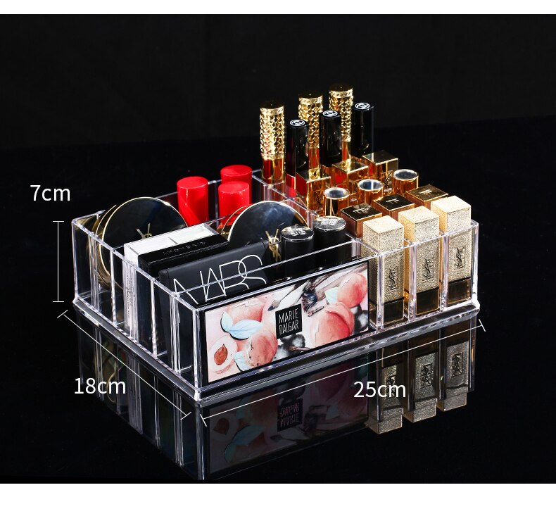 Stående akryl læbestift organizer 24 gitter makeup beholder neglelak opbevaring rack lipgloss display rack kosmetik holder: Default Title