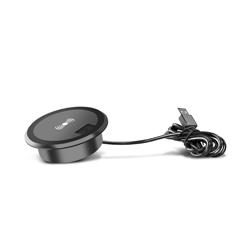 Desktop wireless charger headphones round wireless charging embedded desktop grommet power wireless charging pad