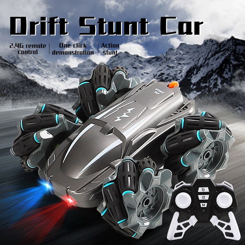 360 rotating remote control rc cars 2,4g 4wd drift stunt cars, high speed climbing off-road racing cars with led lights, toys for children
