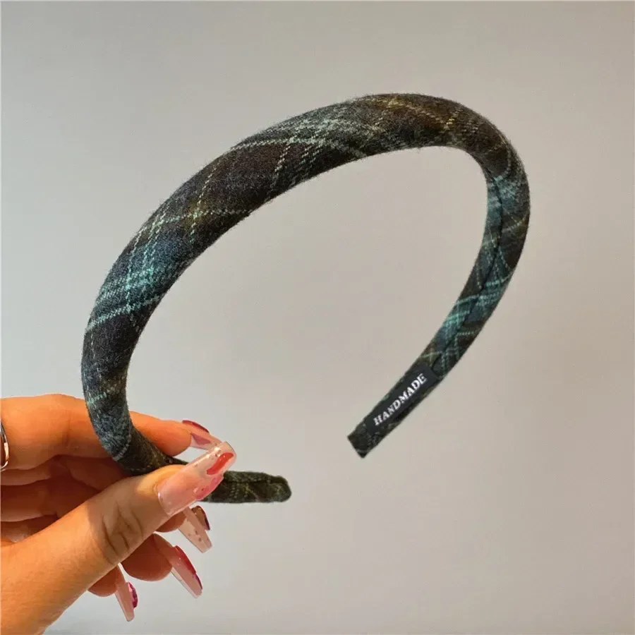 Diadema con bisel a cuadros para mujer, diadema Retro coreana para niña, aro Vintage para , accesorios para bandas para el cabello: Rosa