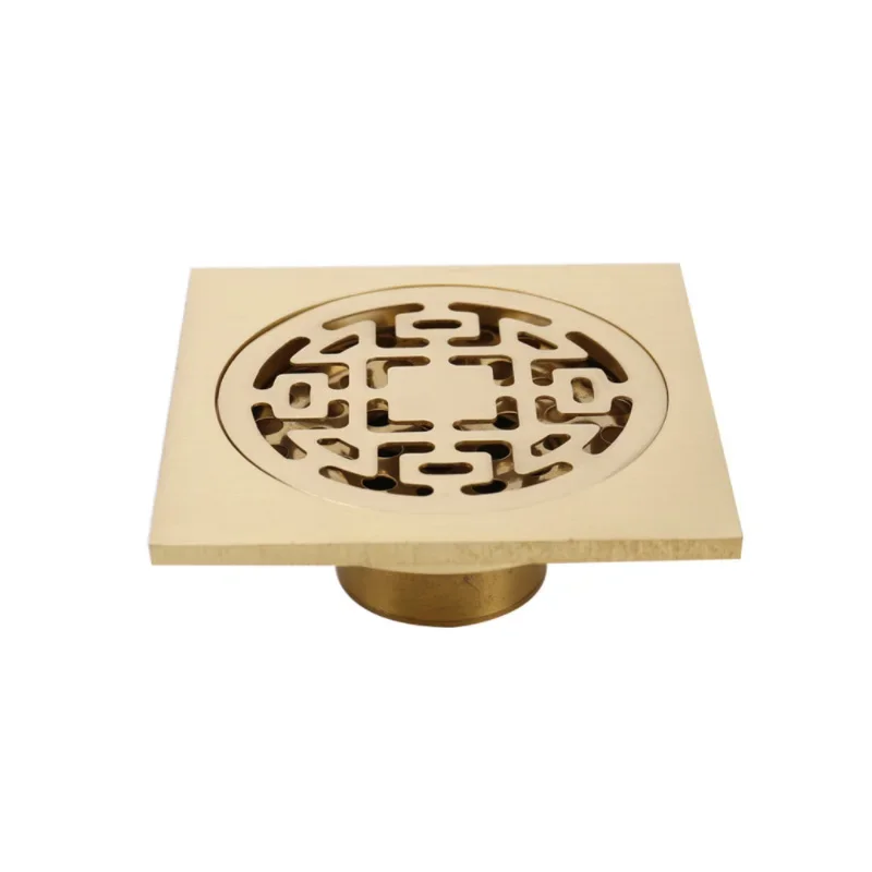 Desagüe de suelo dorado de 10x10cm, drenaje grueso de latón para prevención de olores, ducha, baño, balcón, lavadora, desagüe de suelo: Verde claro