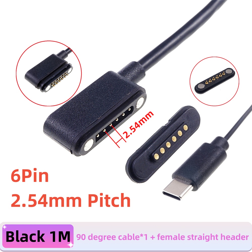 Magnetisk pogo-stift usb-c-kabel fjäderbelastad typ  c 2 4 6- positions hane hona 3a- kontakt ström dataöverföring