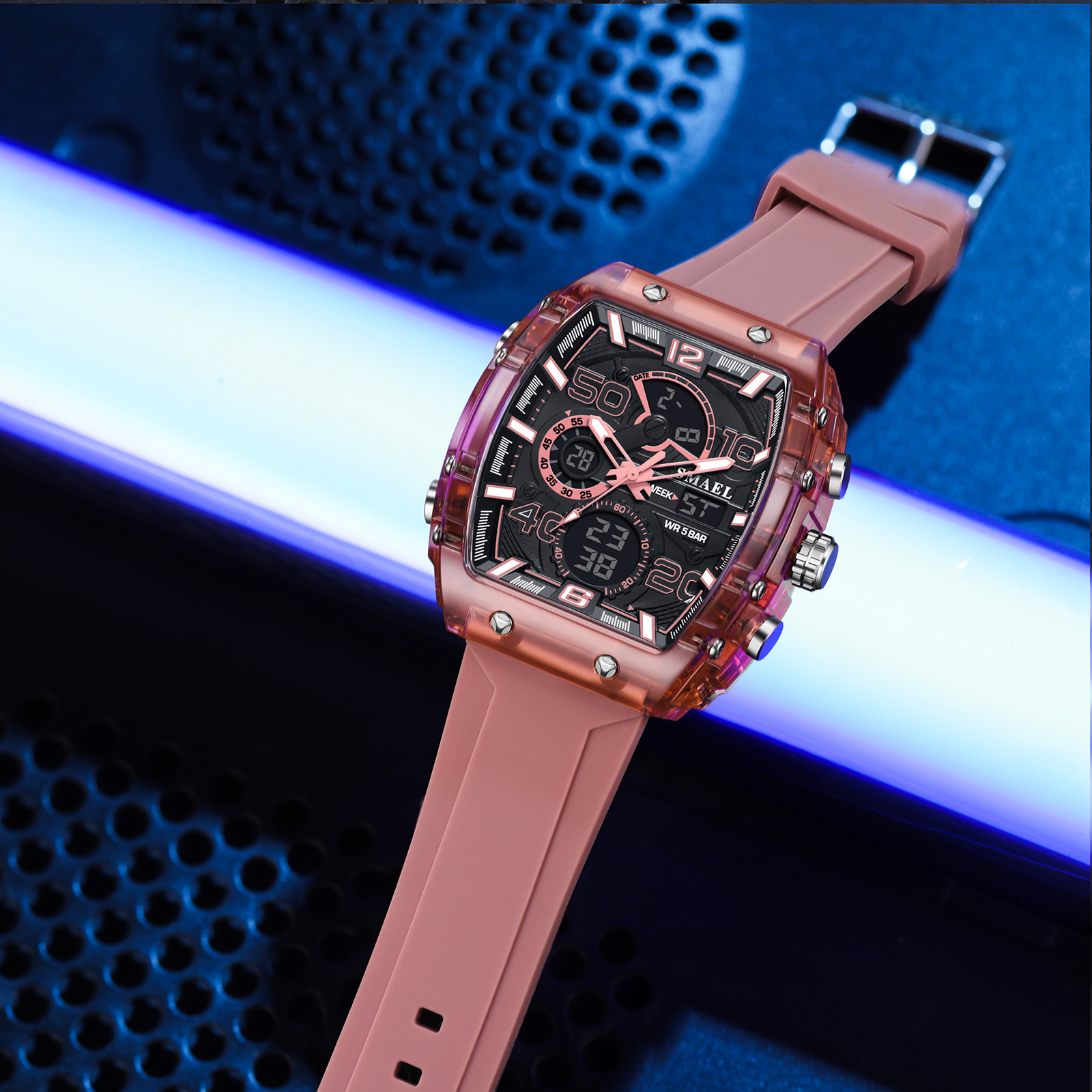 SMAEL 8109 Neue elektronische uhr quadrat Dual Anzeige wasserdicht leuchtende Multi-farbe Für Männer