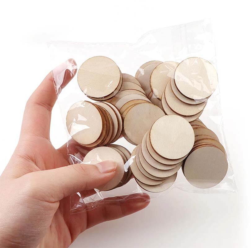 Diameter 1-10CM Natural Pine Round Wooden Pieces Slices Circles for Kids DIY Painting Wood Chip and Wedding Household Decoration