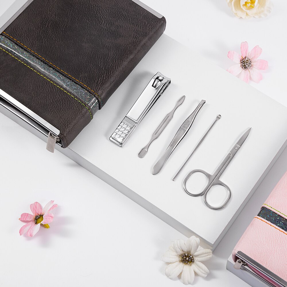 Nail Clippers Set Stainless Full Function Pedicure Tools Kit With Nail Scissors File Acne Needle Tweezers Earpick Manicure Tool