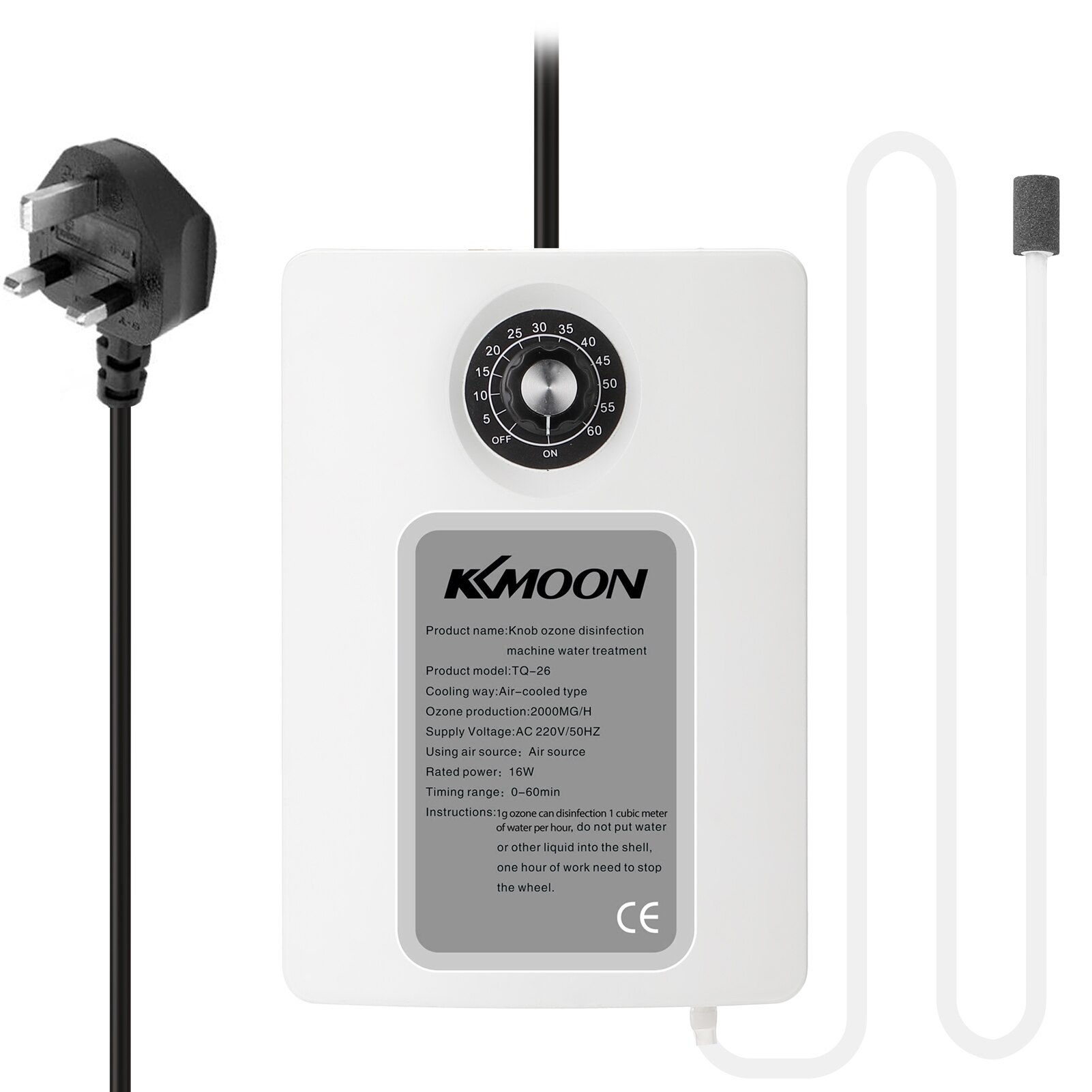 KKmoon TQ-26 Portable Active Ozone Machine Generator Purifier 2000mg/h Air Water Water Food Preparation Ozone Generators Ionizer
