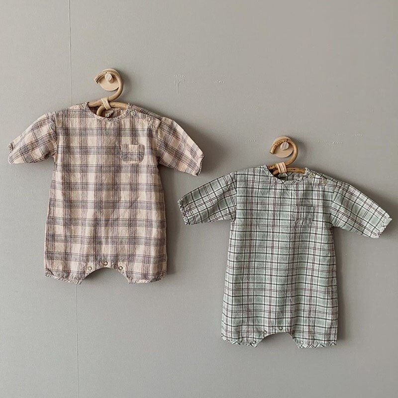 Lente Baby Romper Jongens Plaid Jumpsuits Zoete Meisjes Romper Baby Outfit Baby Kleding