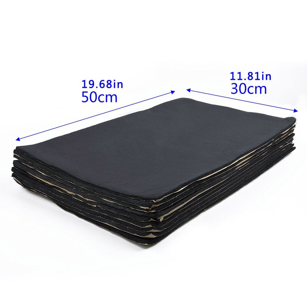 9 Uds 6Mm de aislamiento acústico de coche algodón goma plástico algodón 30*50Cm negro reducir el viento ambiente, ruido de carretera y ruido del motor