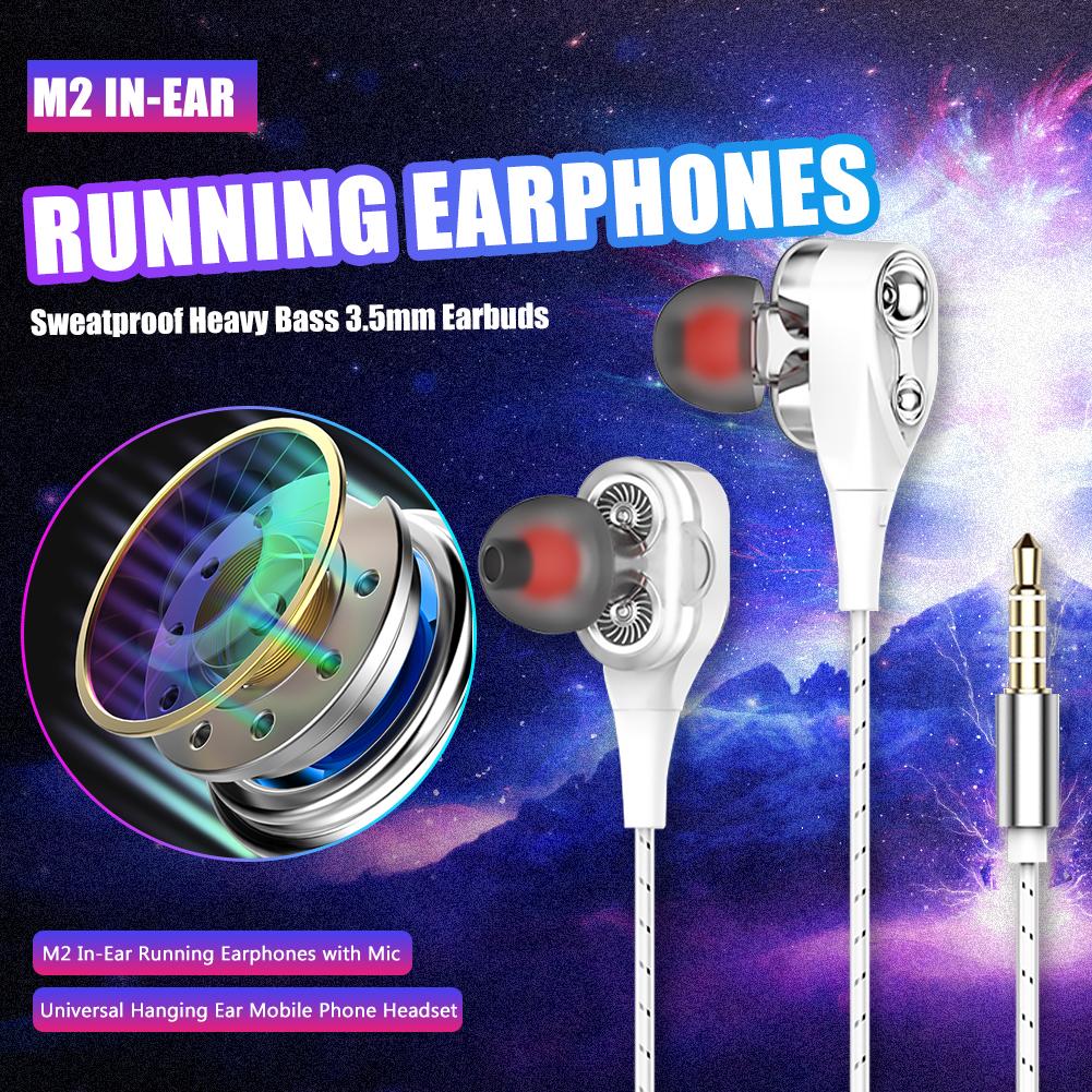 Roreta Dual Driver Stereo Bekabelde Oortelefoon Universele 3.5Mm Hoge Bass Oordopjes In-Ear Sport Headset Bass Core Dynamische cirkel Headest