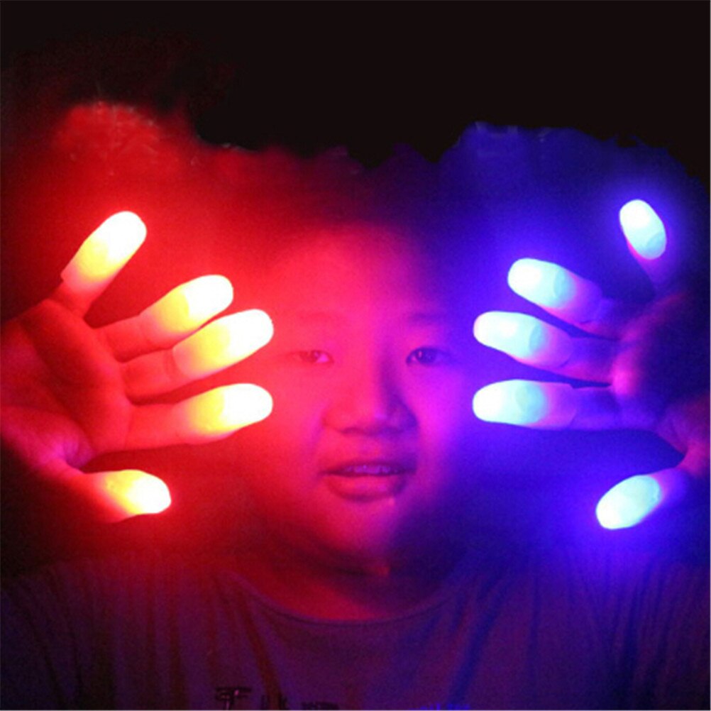 2Pcs Funny Novelty LED Light Flashing Fingers Kids Amazing Children Luminous Magic Trick Props Fantastic Glow Toys Random