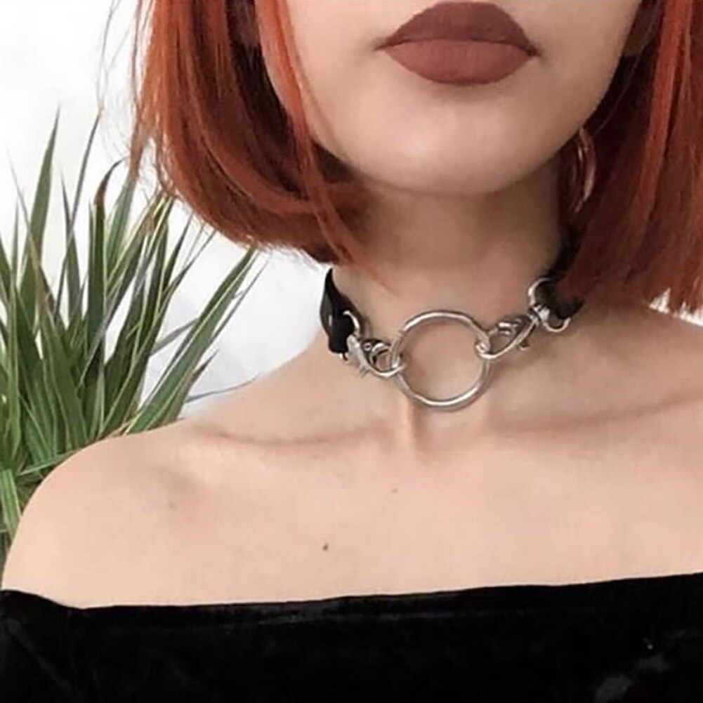 Punk choker collar for women necklace Goth Silver color chain leather choker collar women chocker girls emo Gothic jewelry