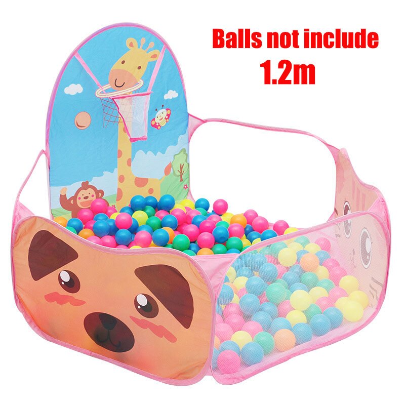 1.5M Portable Baby Playpen Children Ball Pit with Basketball Hoop Kids Dry Ball Pool Folding Indoor Outdoor Ballenbak Toys: GR0052Pink-120cm