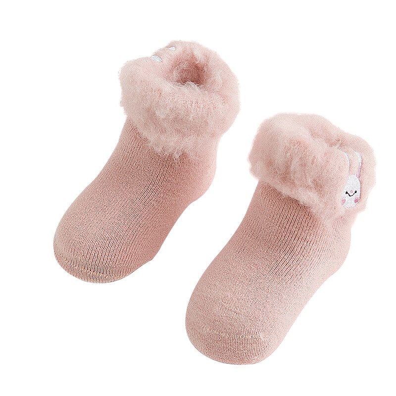 Plus Velvet Thick Baby Socks Girls Boys Cute Princess Animal Print Socks Kids Cotton Soft Socks 6 Colors Size0-3Y: Pink / 1-3T