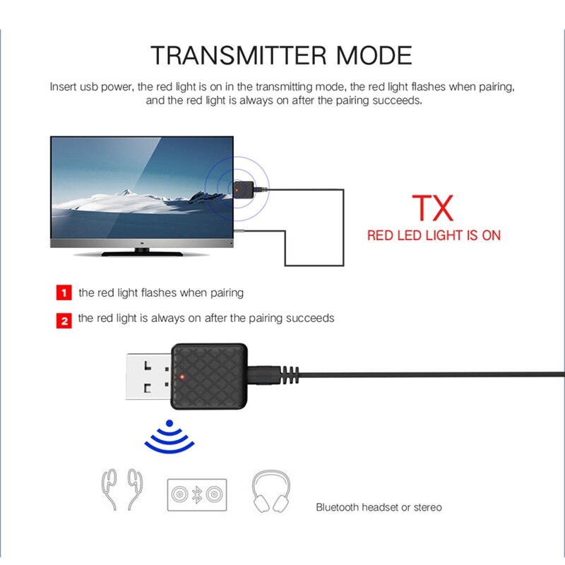 Bluetooth 5.0 O Ontvanger Zender Mini 3.5Mm Aux Stereo Bluetooth Zender Voor Tv Pc Draadloze Adapter Voor Auto