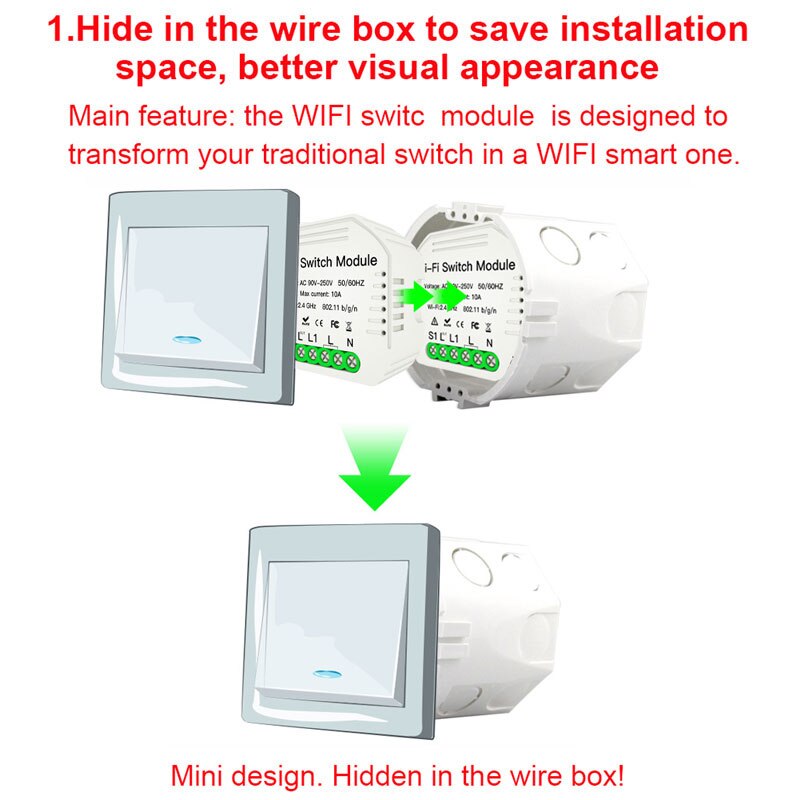 Wifi inteligente interruptor de luz universal disjuntor vida inteligente/tuya app trabalho controle remoto sem fio com alexa google casa diy 1/2way