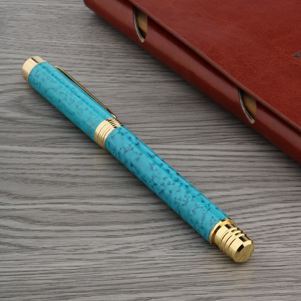 Pluma estilográfica de lujo de , plumas de tinta dorada mate clásica, azul, verde, mármol, turquesa, 2022, suministros de oficina de papelería, 0,7