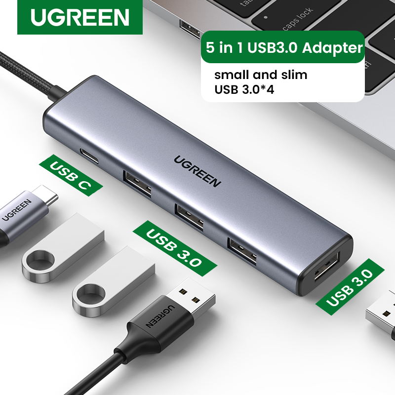 Ugreen-concentrador de red USB 3,0 tipo C para Macbook Pro Air M1, Accesorios para ordenador portátil, adaptador USB C, expansor, estación de acoplamiento divisor