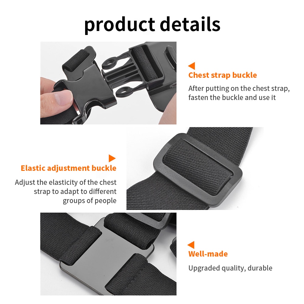 HONGDAK-arnés ajustable para cinturón corporal, montaje en el pecho para Cámara de Acción GoPro Hero 10, 9, 8, 7, EKEN, Smartphone con Clip