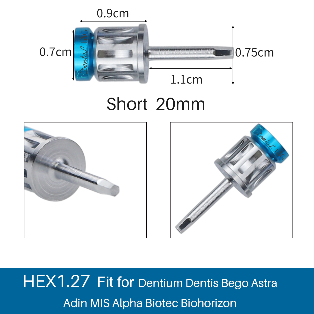 1Pc Dental Universal Implant Torque Screwdrivers Wrench Dental Implant Restoration Tool Kit 10-70NCM: Blue