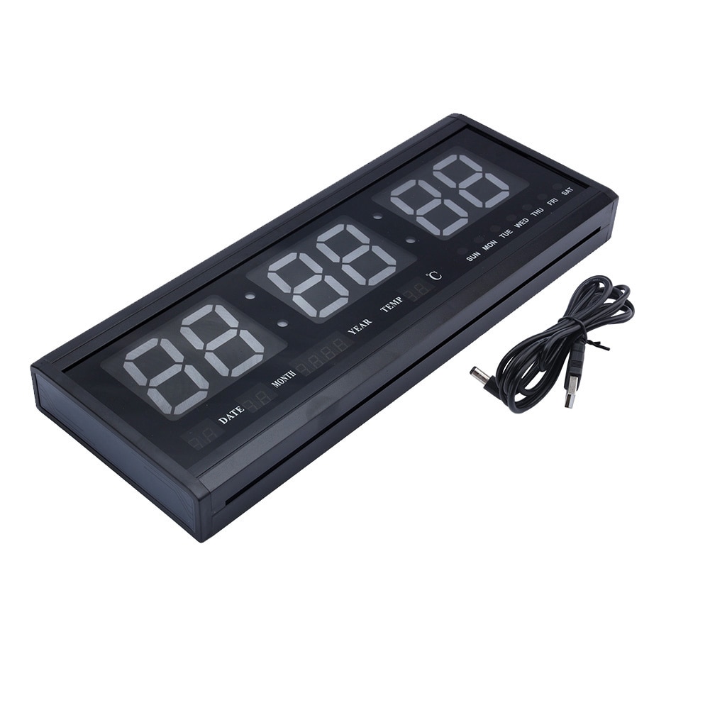 1pcs 12/24 Hour Mode Digital LED Wall Clock Bigs LED Time Calendar Temperature Desk Table Clock Home Decor