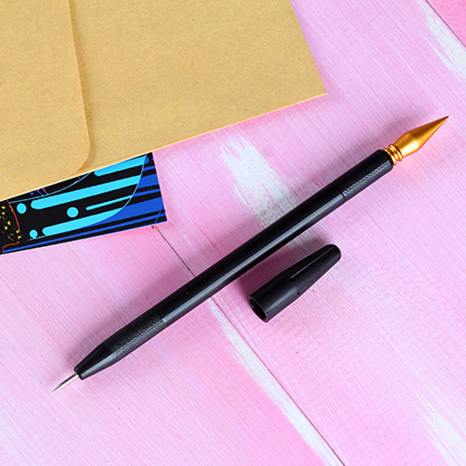 4pcs Magic DIY Scratch Painting Tool Drawing Scraping Set with Stick Scraper Pen Black Brush For Painting Crafts Toys