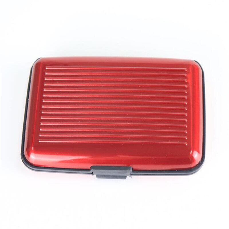 Funda rígida de aluminio para tarjetas de crédito, protector de escaneo Anti RFID para tarjetas de crédito, tarjetero femenino: Rojo