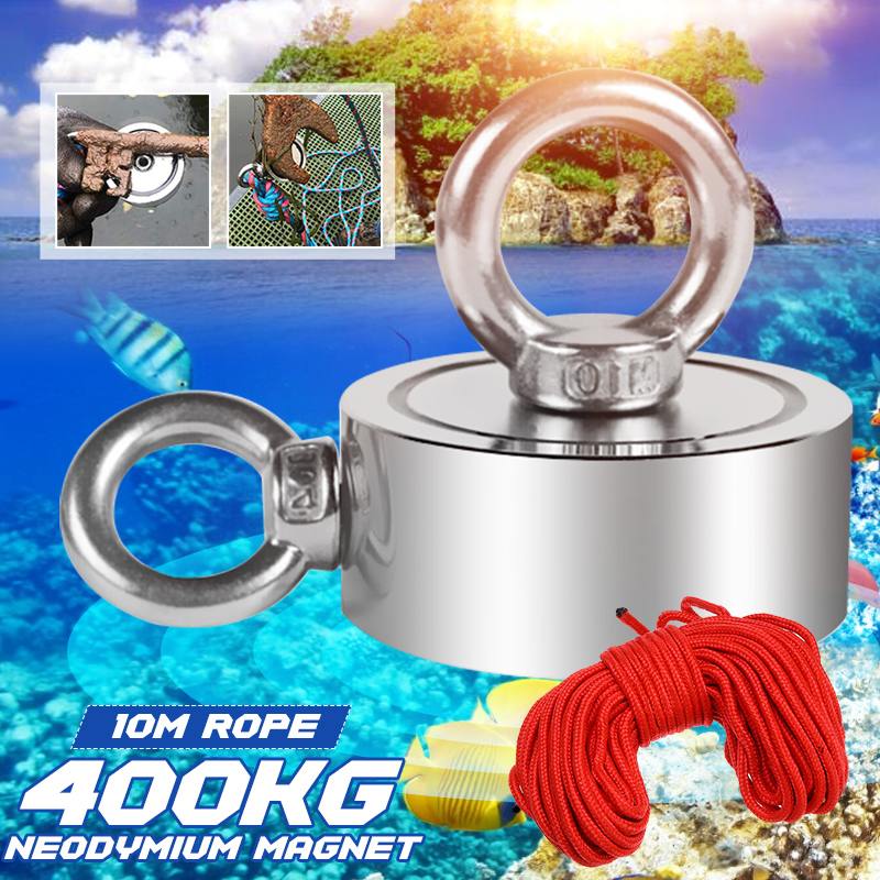 400KG Super Strong Magnet Pot Fishing Magnets Salvage Fishing Hook Magnets Strongest Permanent Powerful Magnetic With 10M Rope