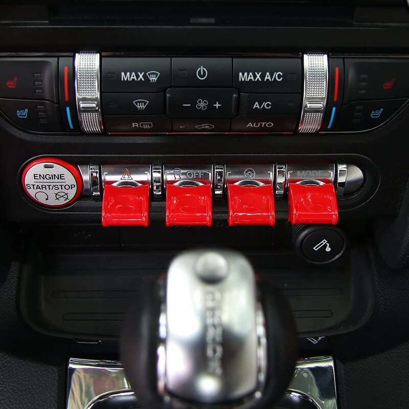 4 st bil interiör center röd kontroll navigering gps knapp knopp lock trim dekoration lock för ford mustang