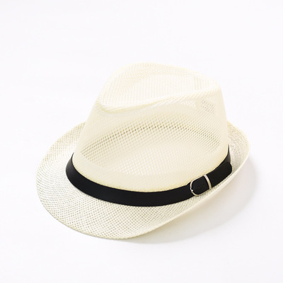 Bowl hat, men and women leisure, European and American ventilated mesh jazz hat couples summer beach shade foreign trade hat: F