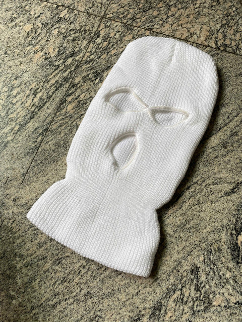 Ski Mask Knitted Face Cover Winter Balaclava Full Face Mask for Winter Outdoor Sports CS Winter Three 3 Hole Balaclava Knit Ha: White