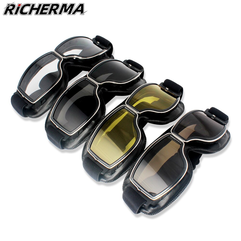 Steampunk retro motorcykelglasögon anti-bländande flygglasögon utomhus vindtät dirt bike terräng motocrossglasögon