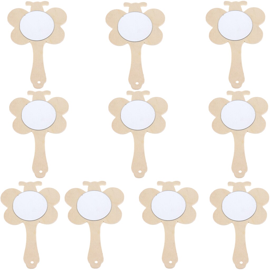 10/8 stycken oavslutat trä handspegel för barn diy hantverk woocrafts leksaker: 10 st trollslända