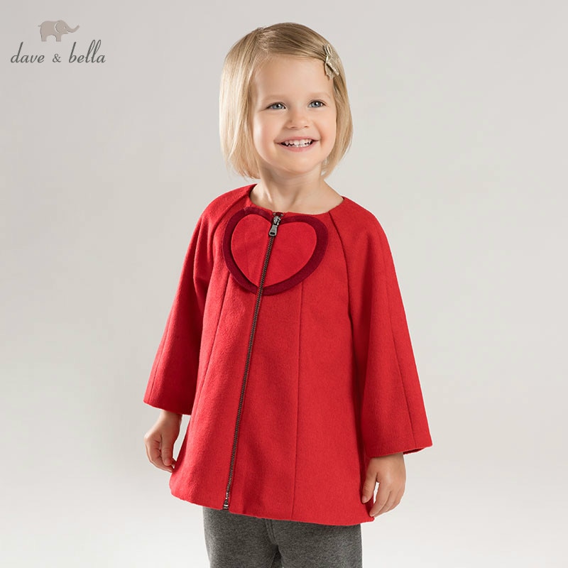 Db8422 dave bella baby piger uldjakke chidlren rød frakke spædbarn toddler boutique overtøj