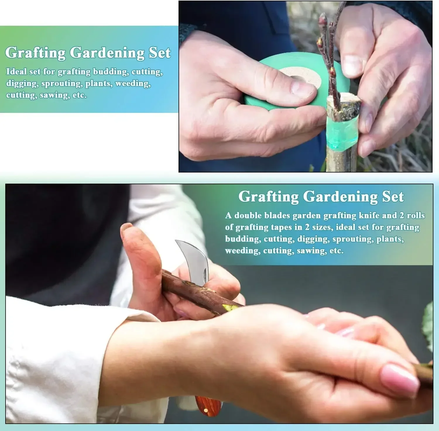 Folding Grafting Knife Grafting Tools Grafting Pruning Knife Garden Fruit Tree Grafting Cutter Wooden Handle Knife